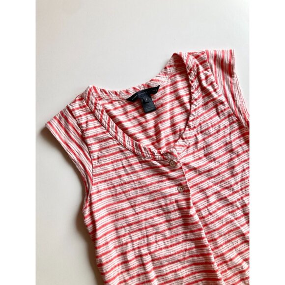 MARC BY MARC JACOBS Coral Pink White Striped Cotton Tunic Tank Top, Size S - Picture 6 of 9